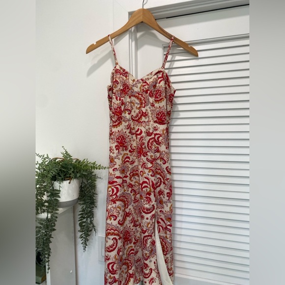 JESSICA SIMPSON Dress Paisley Floral Flowy Spaghetti Strap Lightweight Small Red - Picture 3 of 10